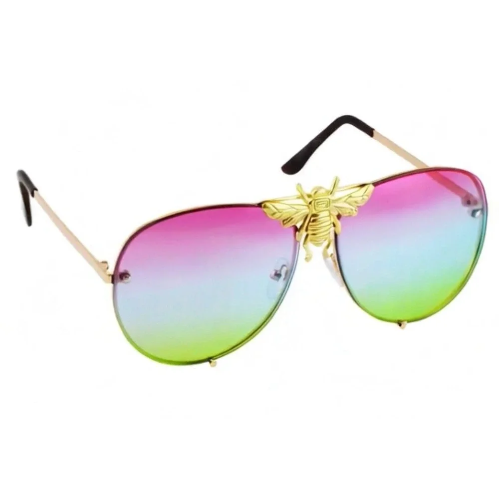 Women Gradient Oversize Sunglasses Festival Eyewear Outdoor Rave Funky Boho Glam
